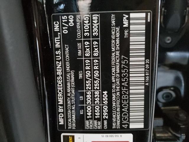 4JGDA0EB2FA535757 Mercedes-Benz Ml 250 Blu