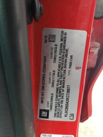 KL8CB6SAXKC726877 Chevrolet SPARK LS