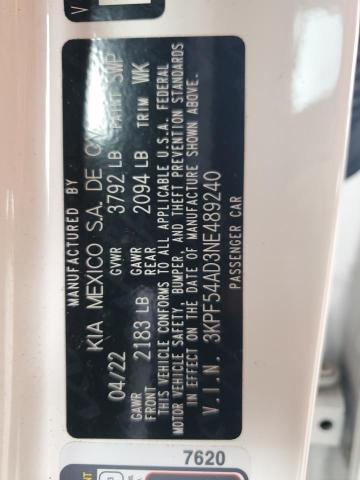 3KPF54AD3NE489240 KIA FORTE GT L