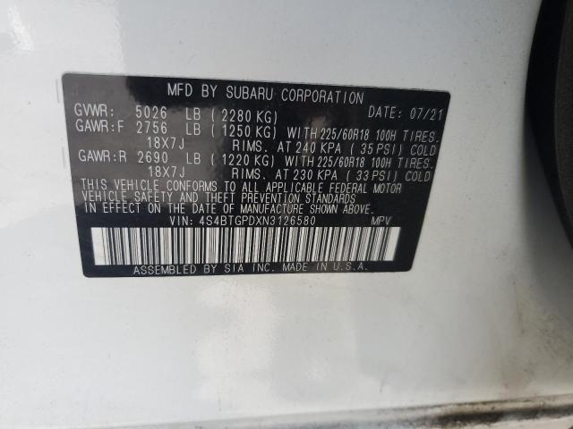 4S4BTGPDXN3126580 Subaru OUTBACK TO