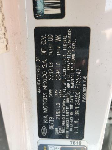 3KPF24AD0LE139747 KIA FORTE FE