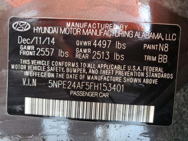 5NPE24AF5FH153401 Hyundai SONATA SE