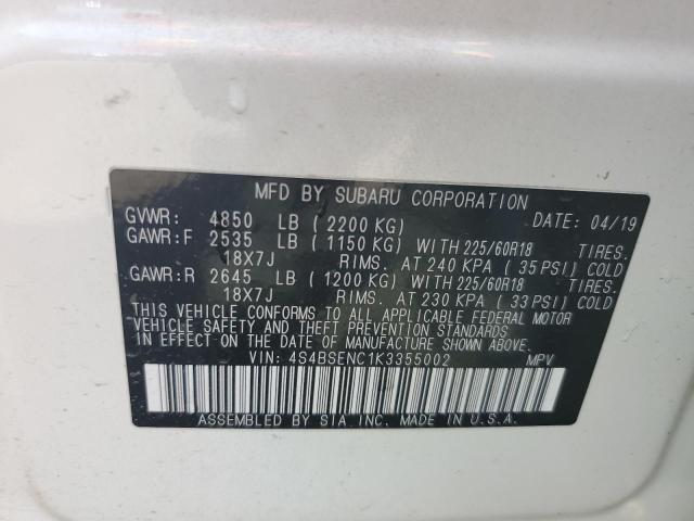 4S4BSENC1K3355002 Subaru OUTBACK 3.