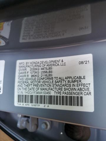 1HGCV1F34MA100450 Honda ACCORD SPO
