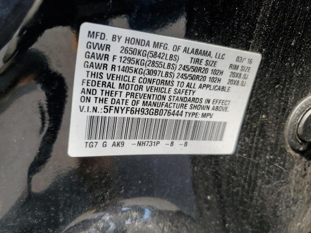 5FNYF6H93GB076444 Honda PILOT TOUR