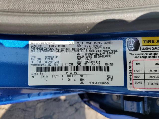 3FADP4EJ2JM135801 Ford FIESTA SE