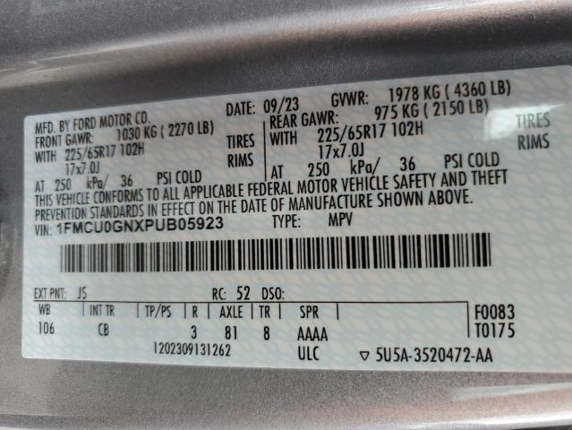 1FMCU0GNXPUB05923 Ford Escape Act