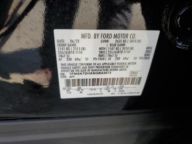 1FMSK7DHXNGB43673 Ford EXPLORER X