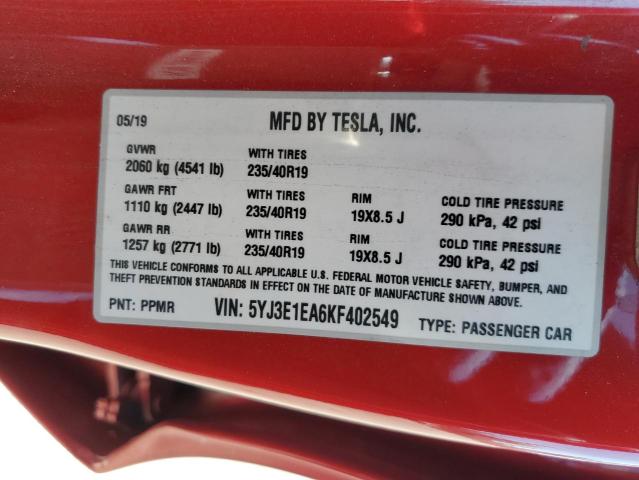 5YJ3E1EA6KF402549 Tesla MODEL 3