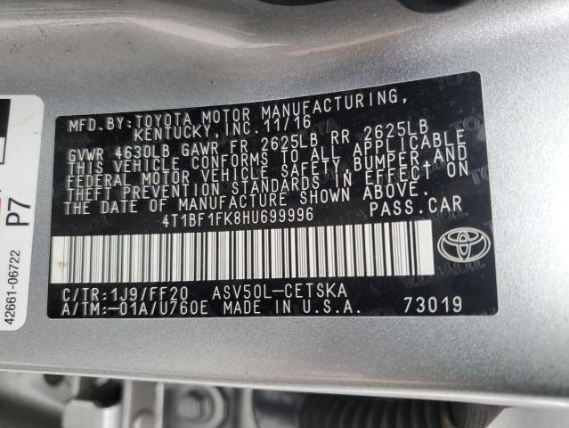 4T1BF1FK8HU699996 Toyota CAMRY LE