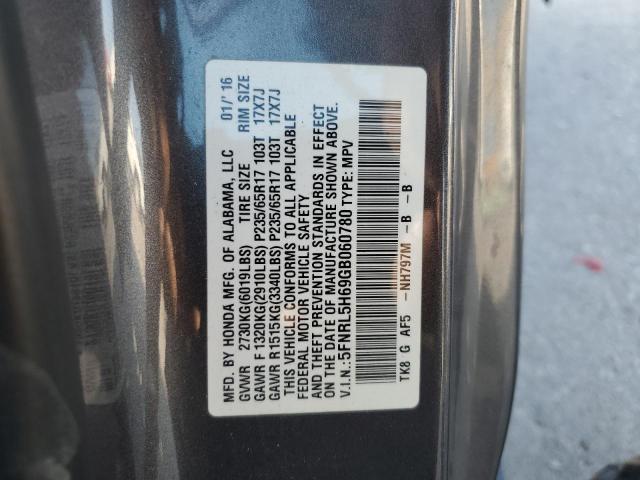 5FNRL5H69GB060780 Honda ODYSSEY EX