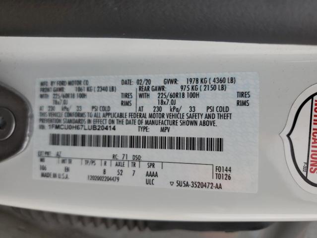 1FMCU0H67LUB20414 Ford ESCAPE SEL