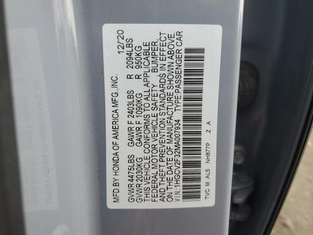 1HGCV2F32MA007934 Honda ACCORD SPO