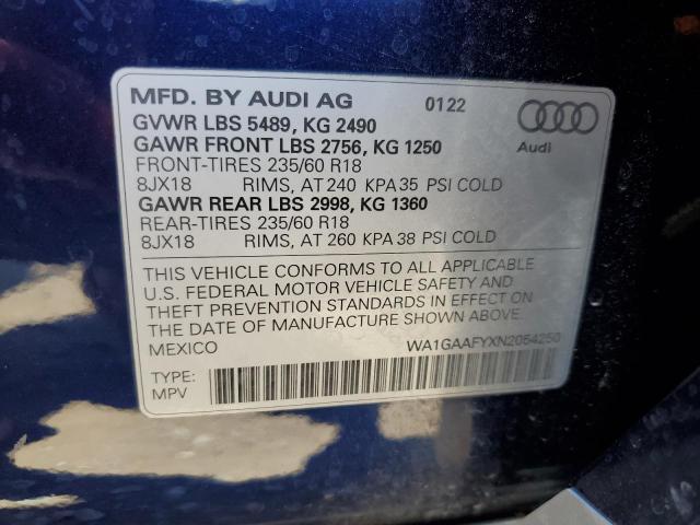 2022 AUDI Q5 PREMIUM WA1GAAFYXN2054250  65231884