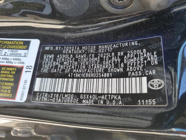 4T1BK1EB6HU254881 Toyota AVALON XLE