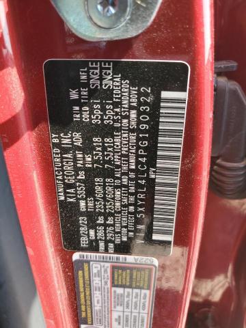 5XYRL4LC4PG190322 KIA SORENTO S