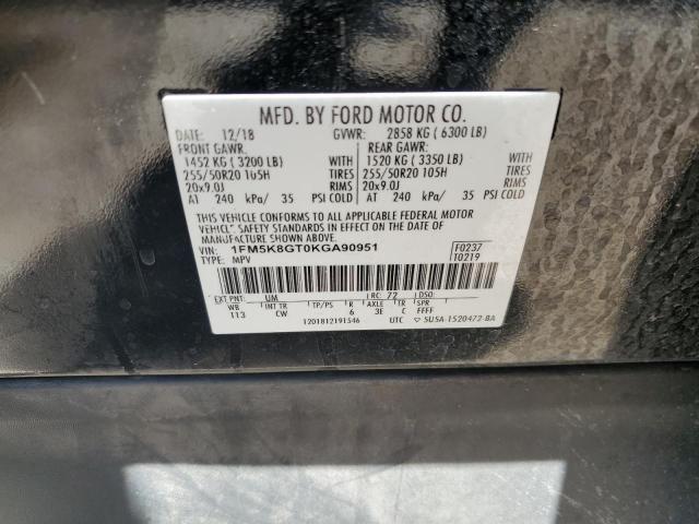 1FM5K8GT0KGA90951 Ford EXPLORER S