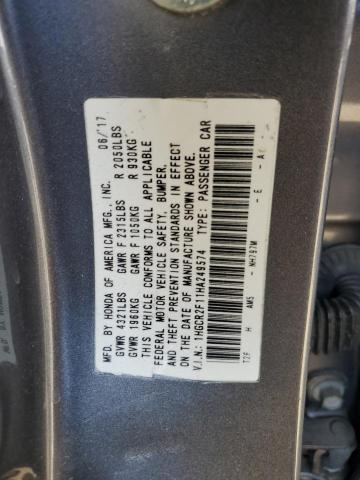 1HGCR2F11HA249574 Honda ACCORD SPO