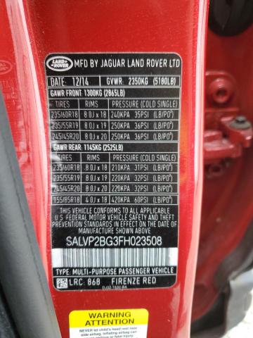 SALVP2BG3FH023508 Land Rover lev3 sulev30