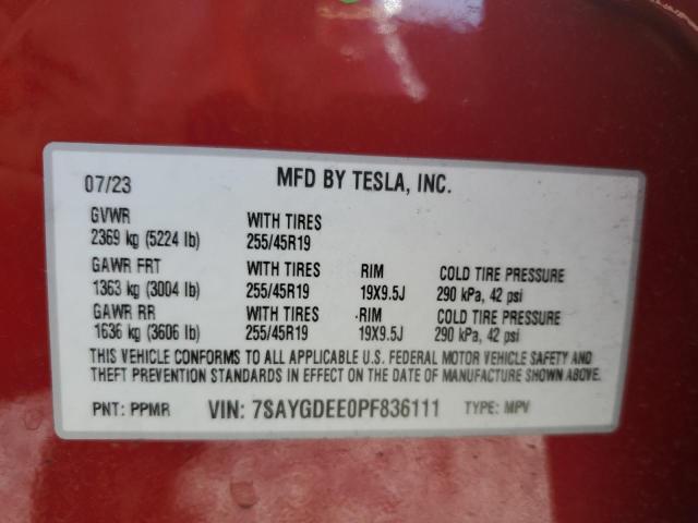 7SAYGDEE0PF836111 Tesla Model Y