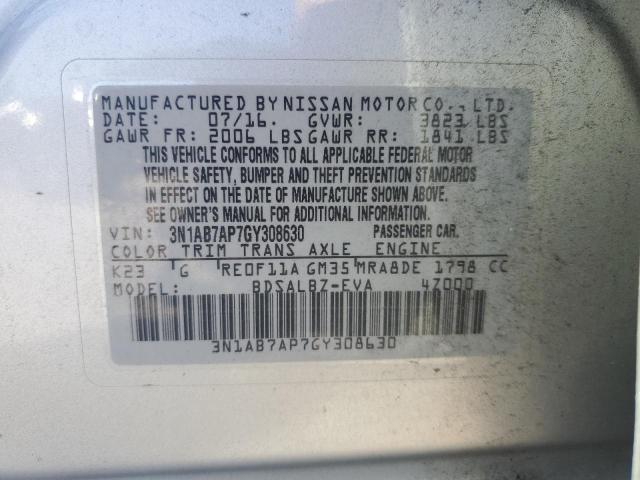 3N1AB7AP7GY308630 Nissan 2016