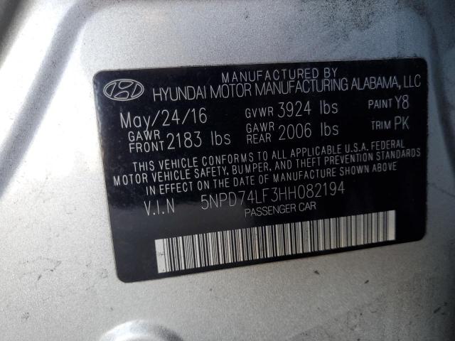5NPD74LF3HH082194 Hyundai 2017