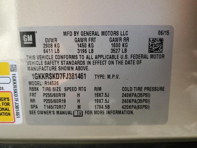 1GKKRSKD7FJ381461 GMC Acadia Slt-2