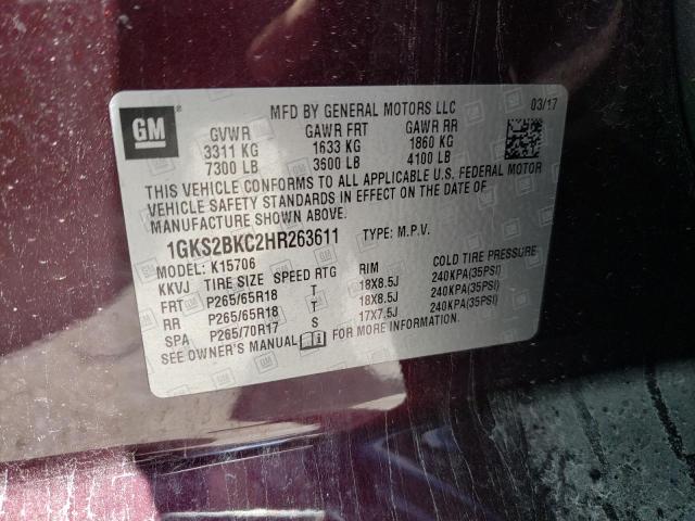 1GKS2BKC2HR263611 GMC YUKON SLT