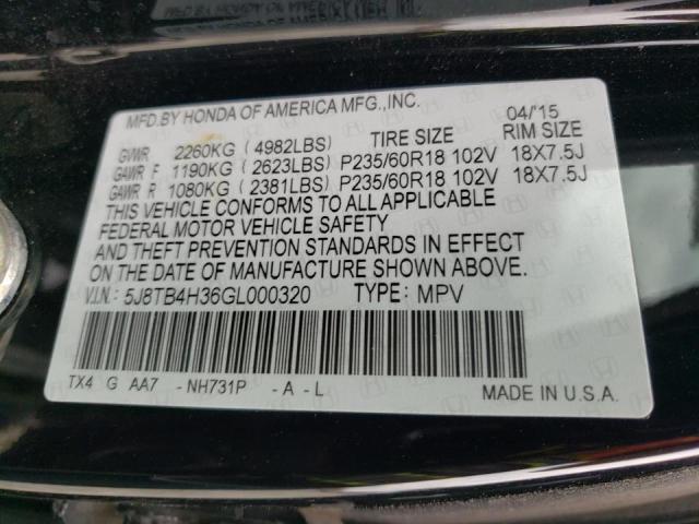 5J8TB4H36GL000320 Acura RDX
