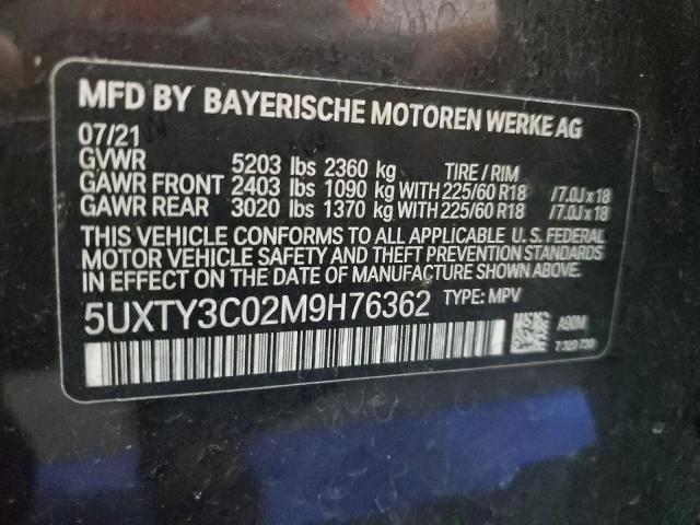 5UXTY3C02M9H76362 BMW X3 Sdrive30i