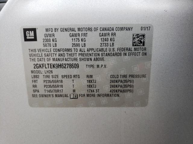 2GKFLTEK9H6278609 GMC Terrain Sle