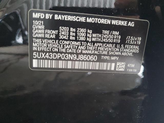 5UX43DP03N9J86060 BMW X3 Sdrive30i