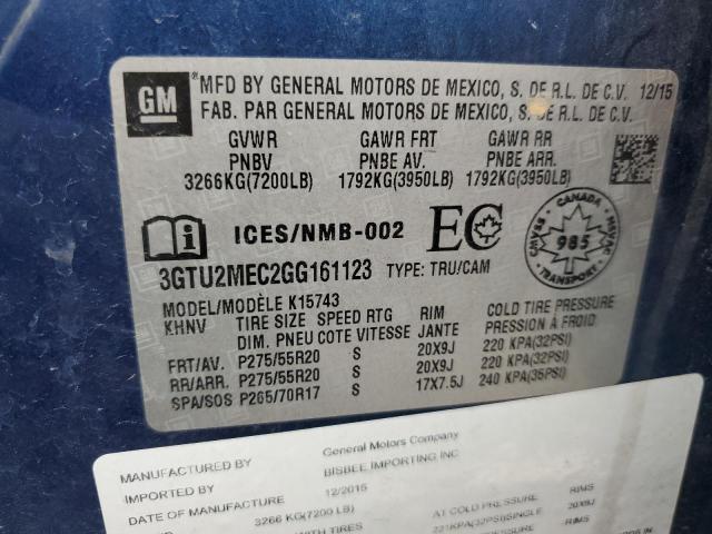 3GTU2MEC2GG161123 GMC Sierra K1500 Sle