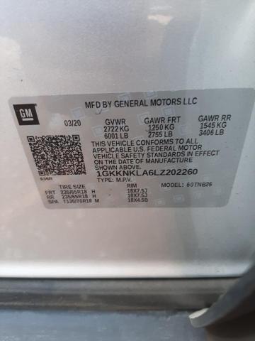 1GKKNKLA6LZ202260 GMC ACADIA SLE