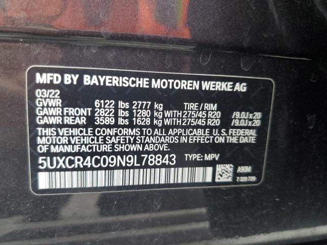 5UXCR4C09N9L78843 BMW X5 Sdrive 40i