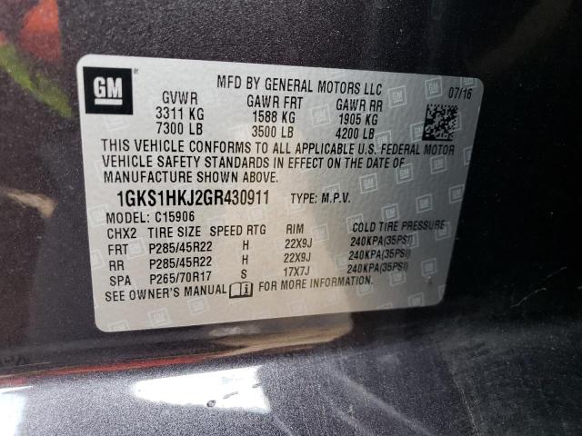 1GKS1HKJ2GR430911 GMC YUKON XL DENALI
