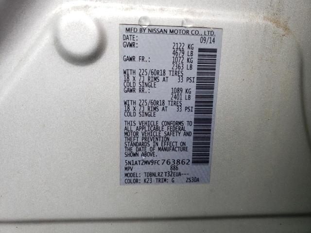 5N1AT2MV9FC763862 Nissan ROGUE S