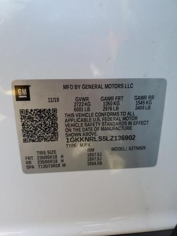 1GKKNRLS5LZ136902 GMC ACADIA SLE