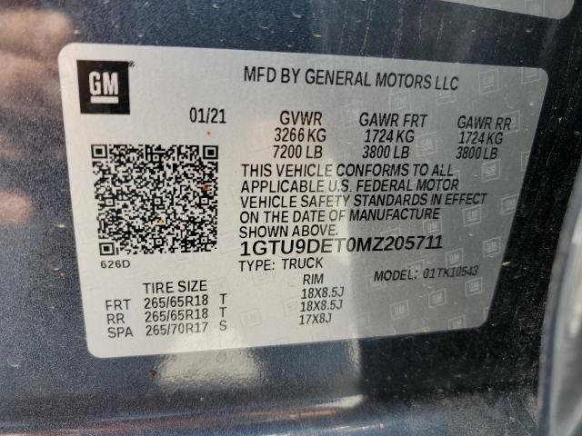 1GTU9DET0MZ205711 GMC Sierra K1500 Slt
