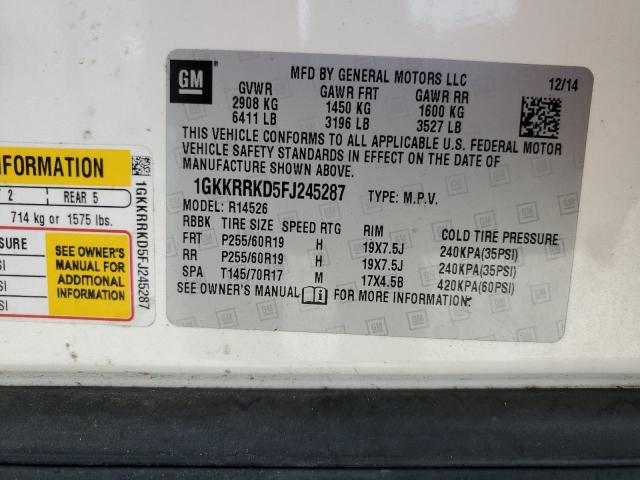1GKKRRKD5FJ245287 GMC Acadia Slt-1