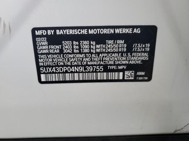 5UX43DP04N9L39755 BMW X3 Sdrive30i