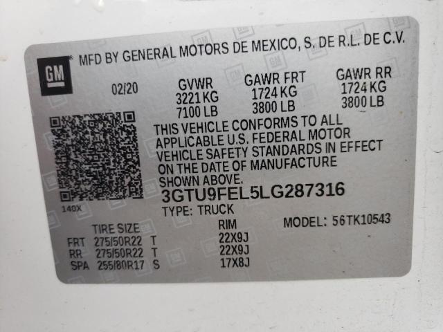 3GTU9FEL5LG287316 GMC Sierra K1500 Denali