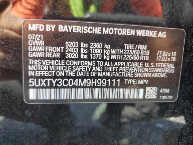 5UXTY3C04M9H99111 BMW X3 Sdrive30i