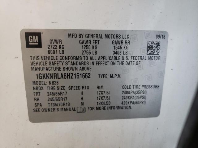 1GKKNRLA6HZ161662 GMC ACADIA SLE
