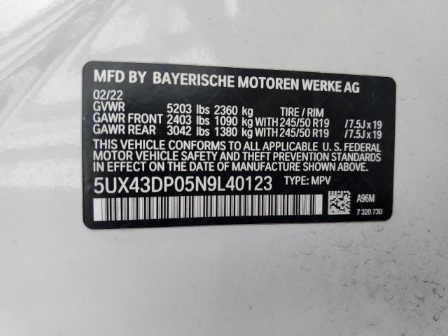 5UX43DP05N9L40123 BMW X3 Sdrive30i