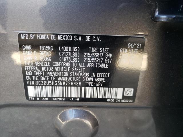 3CZRU5H33MM726486 Honda HR-V LX