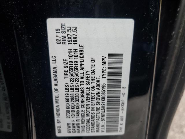 5FNRL6H91KB085195 Honda Odyssey Elite