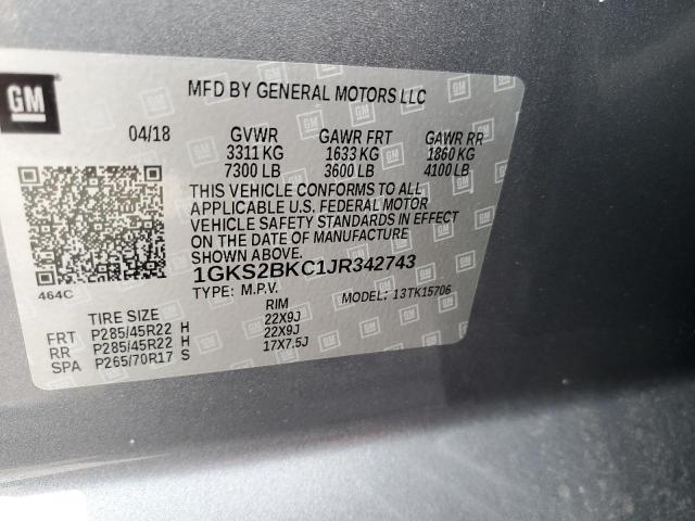 1GKS2BKC1JR342743 GMC YUKON SLT