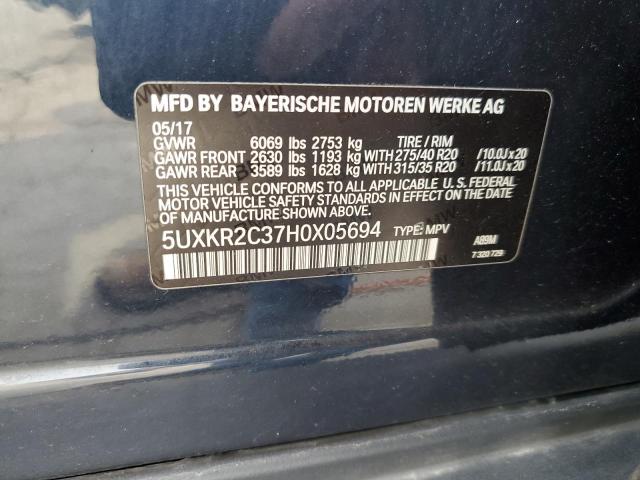 5UXKR2C37H0X05694 BMW X5 Sdrive35i