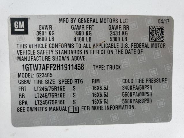 1GTW7AFF2H1911458 GMC Savana G2500